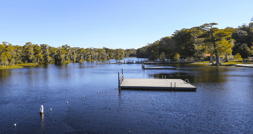 Floating docks on the water